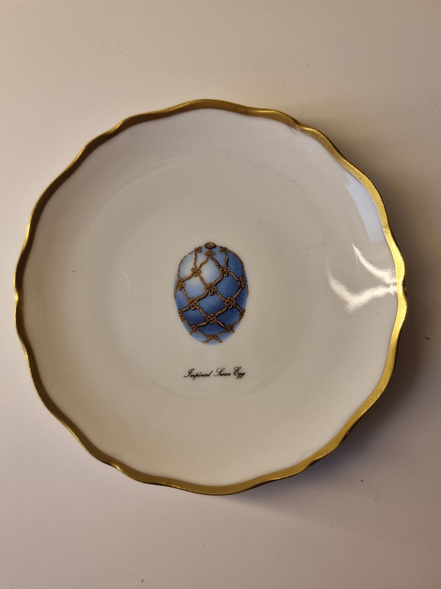 Porcelain Gilt Faberge Imperial Egg Dish, Limoges Jewelry Bowl