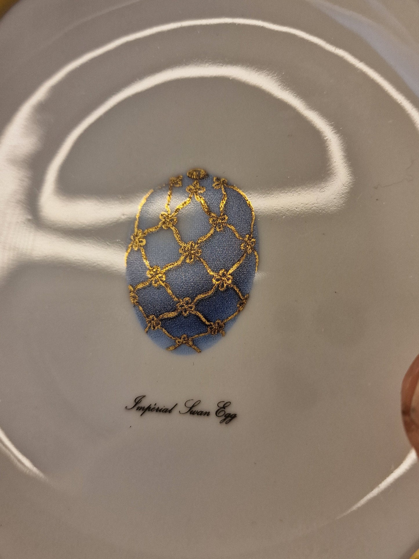 Porcelain Gilt Faberge Imperial Egg Dish, Limoges Jewelry Bowl