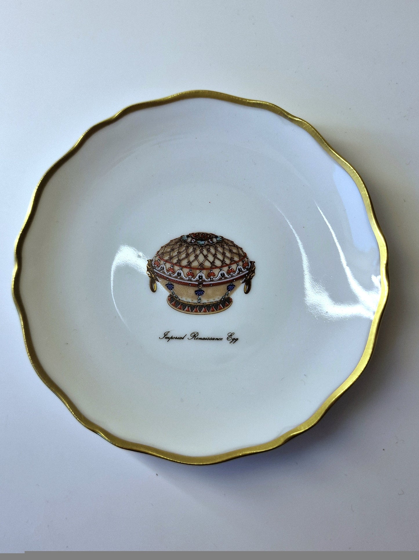 Porcelain Faberge Egg Jewelry Dish, Gilt Limoges, Marked