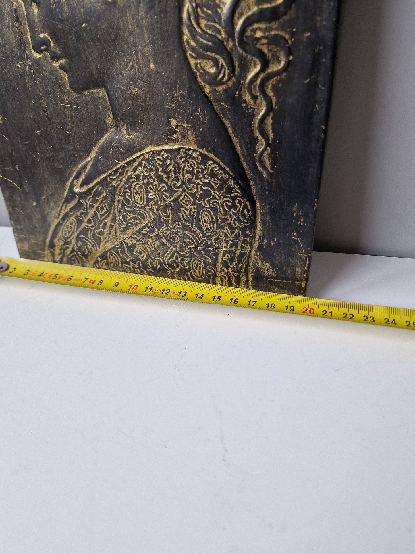 Antique French Art Nouveau Ceramic Plaque, Woman Profile Relief