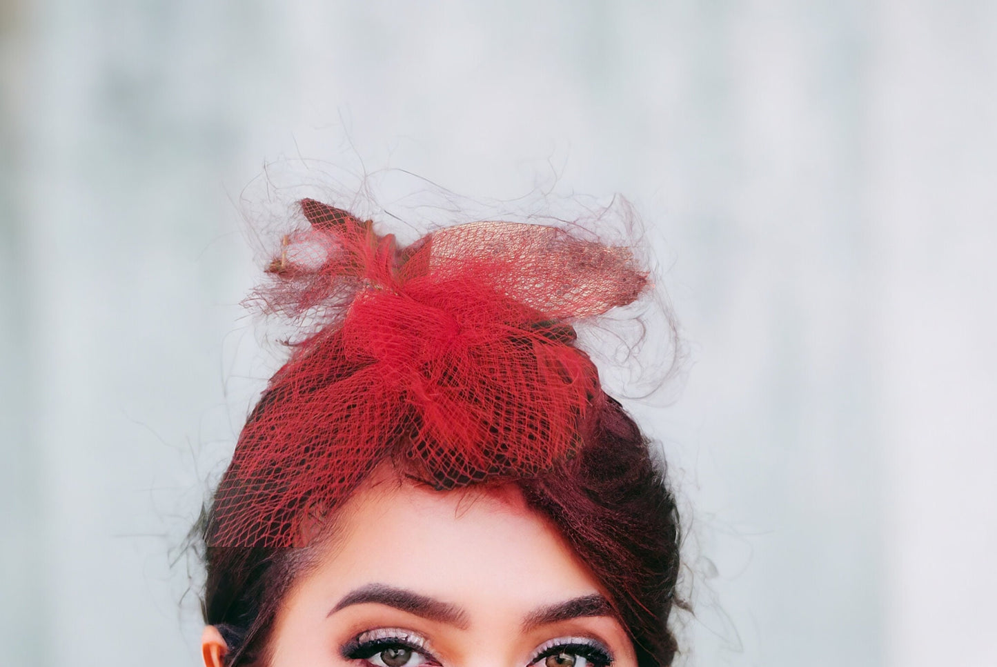 Vintage Red Mesh Fascinator Hat - French Royal Style