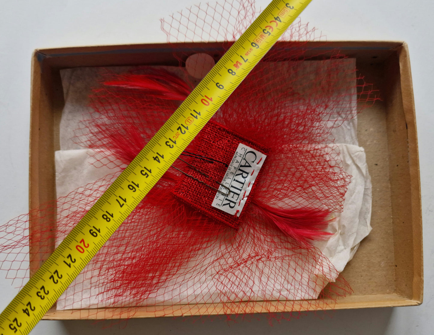 Vintage Red Mesh Fascinator Hat - French Royal Style