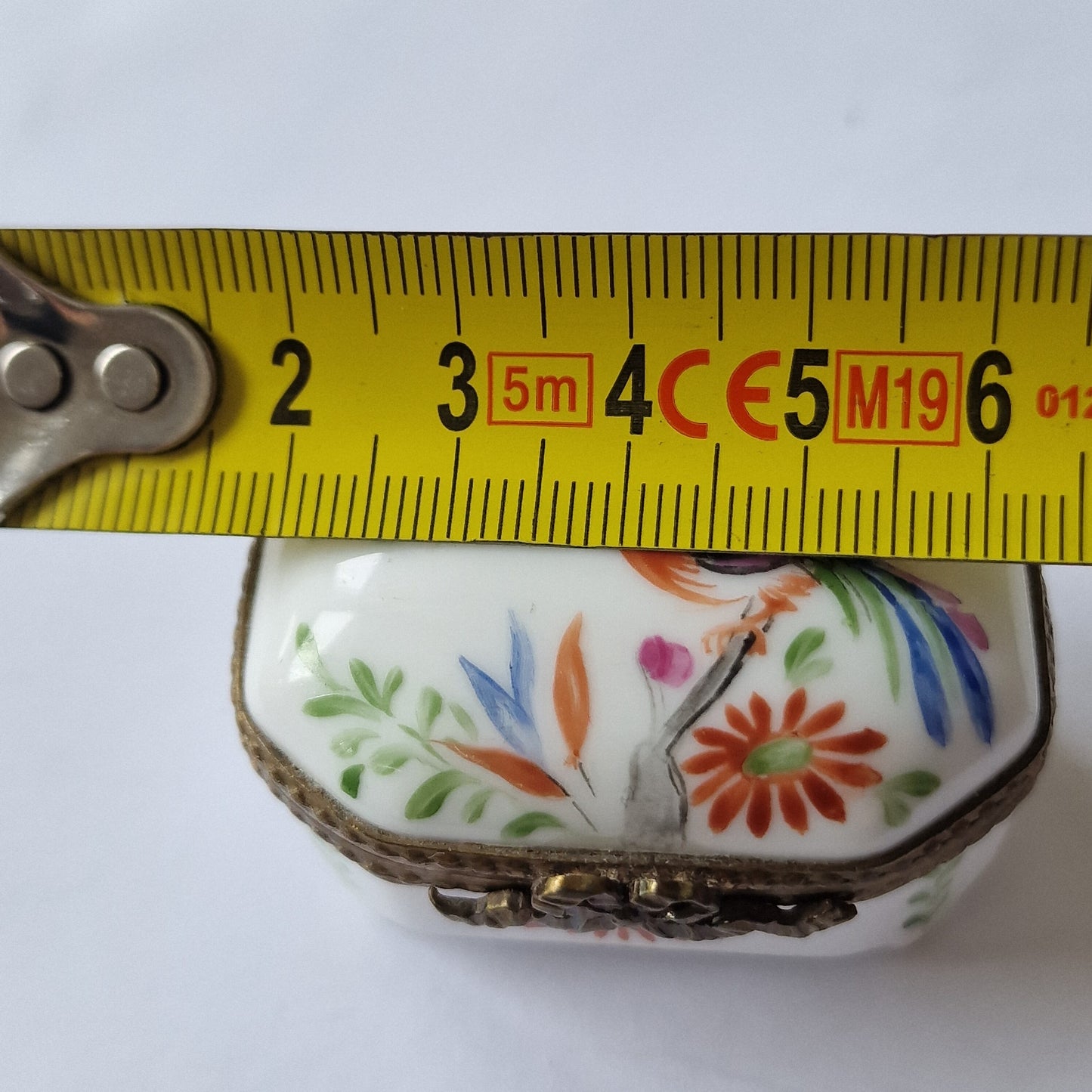 Limoges Porcelain Trinket Box, Handpainted Bird and Flowers, Lacroix Painter