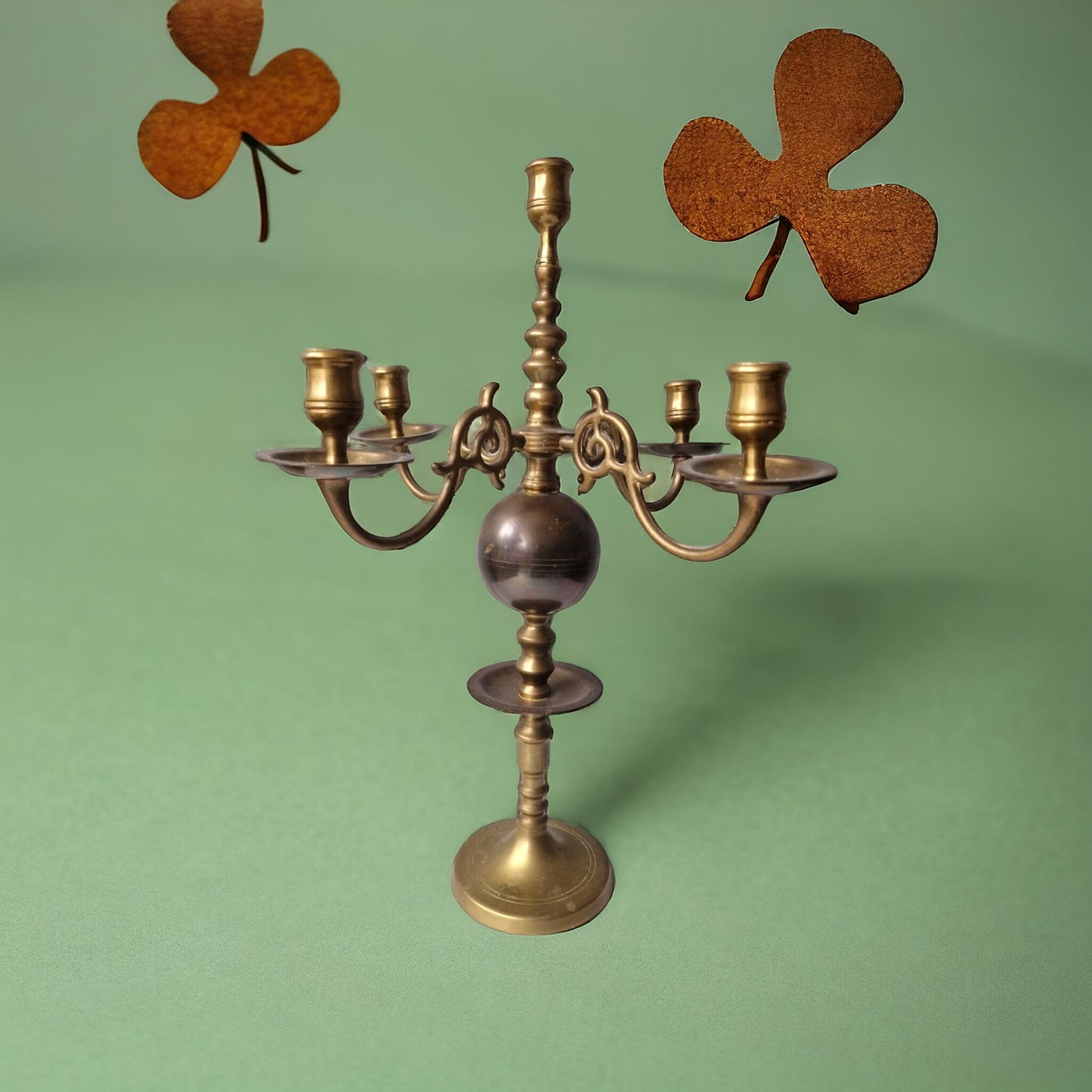 French Baroque Copper Candelabra, Antique King Table Candle Holder (45cm)