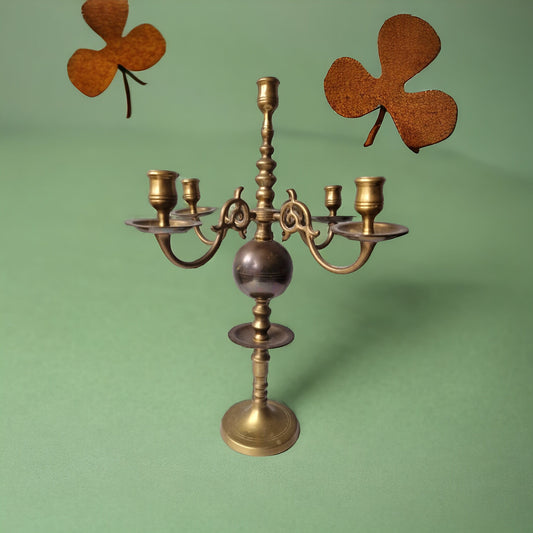 French Baroque Copper Candelabra, Antique King Table Candle Holder (45cm)
