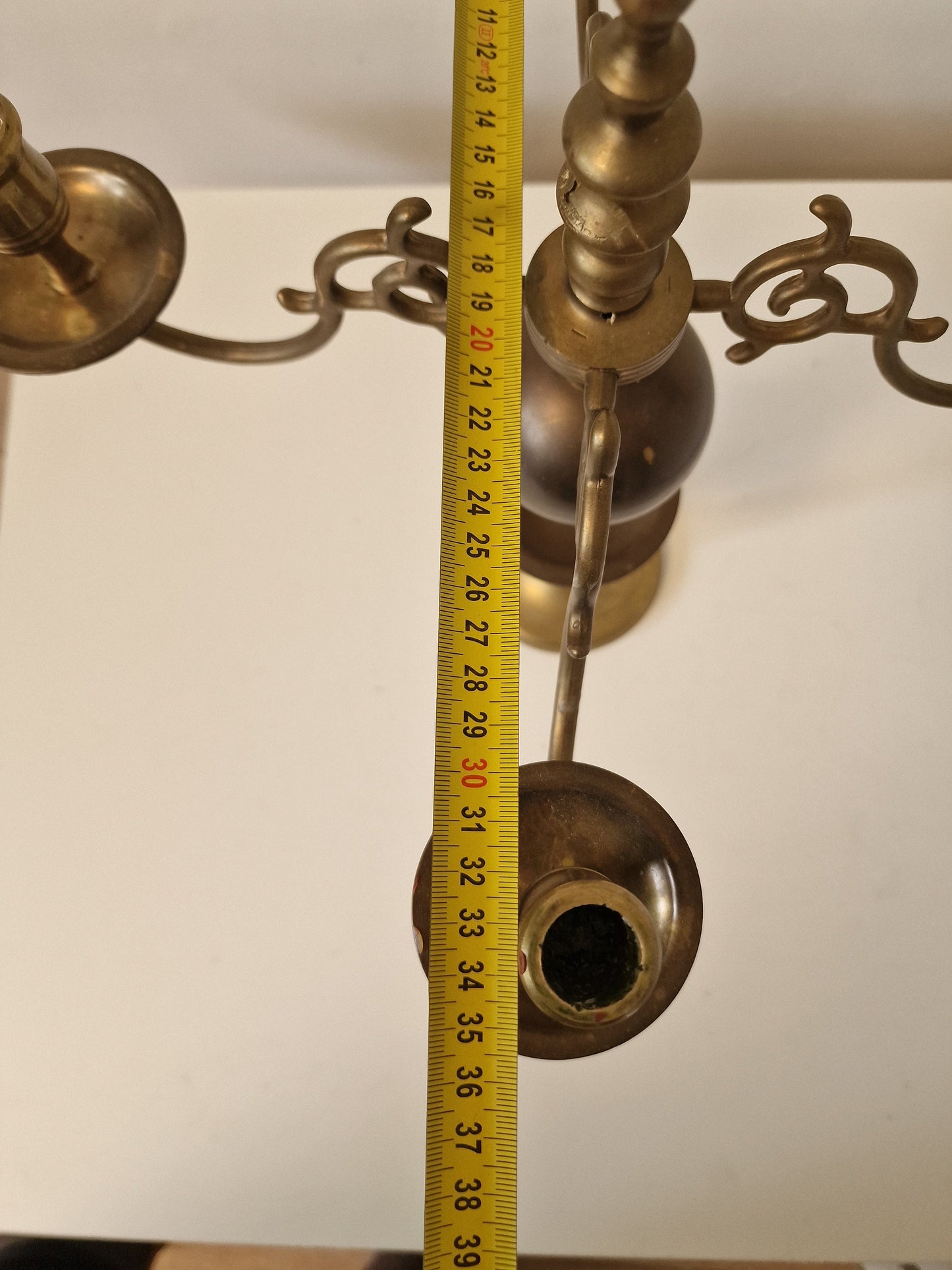 French Baroque Copper Candelabra, Antique King Table Candle Holder (45cm)