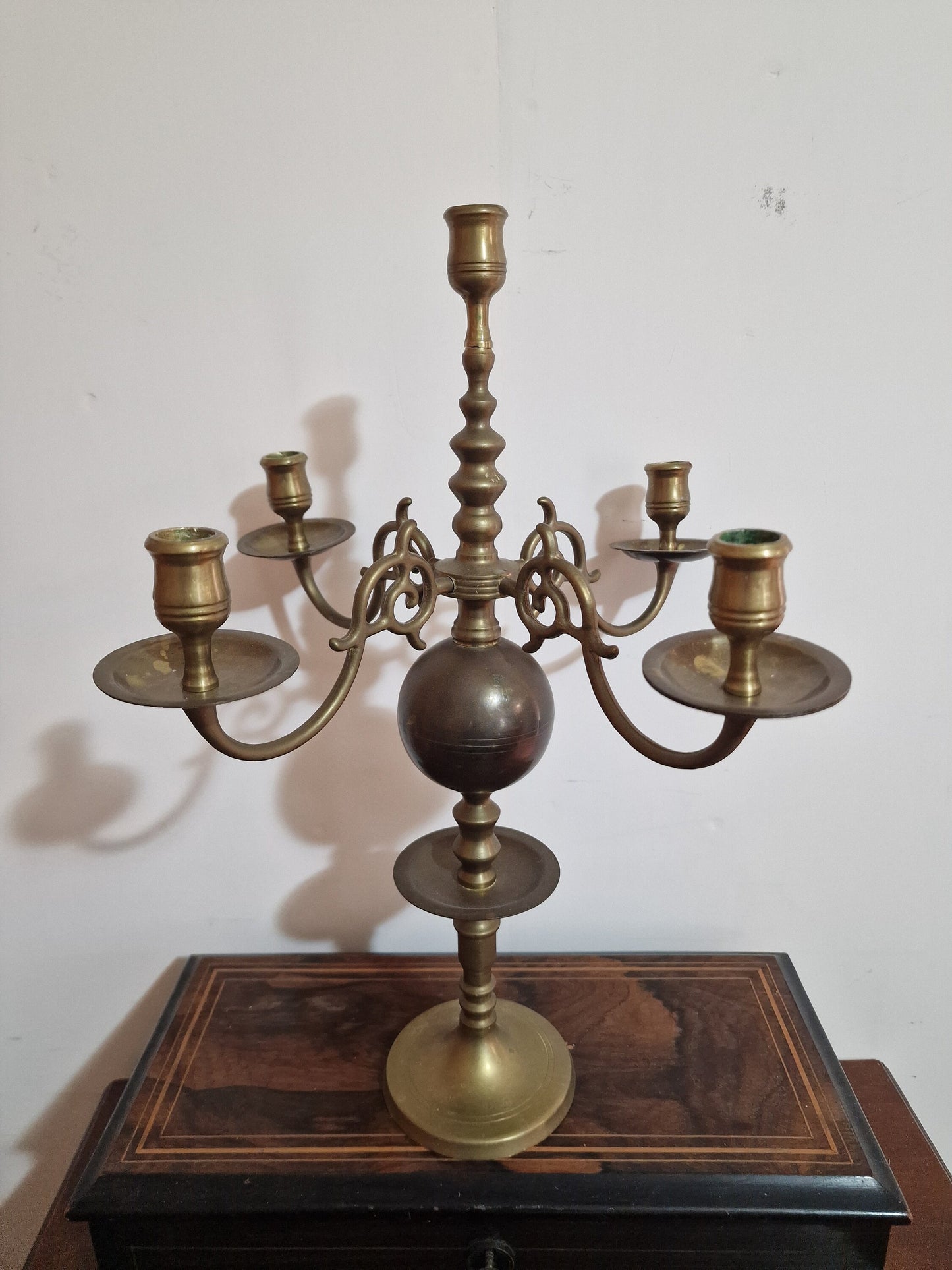 French Baroque Copper Candelabra, Antique King Table Candle Holder (45cm)