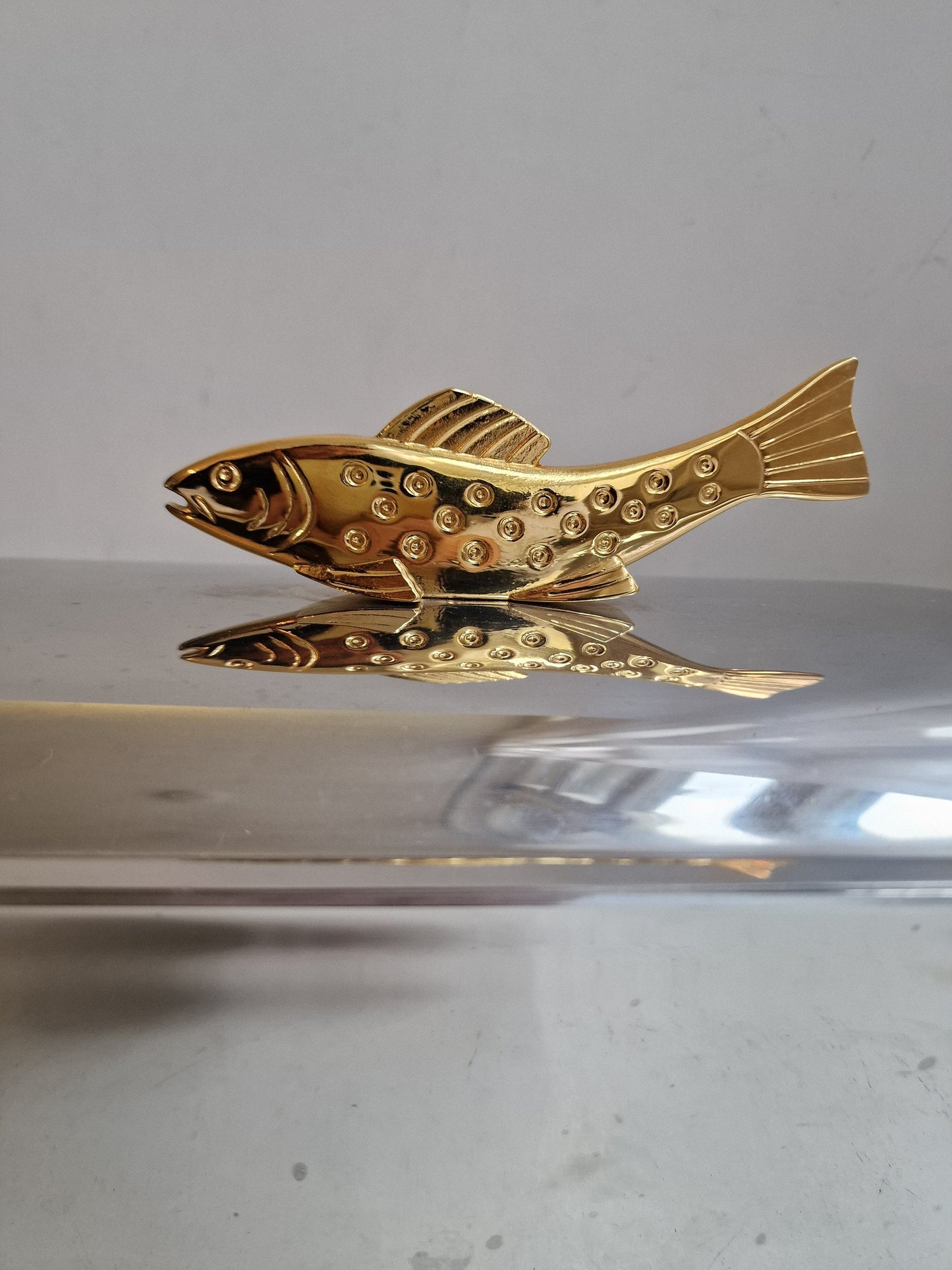 forel swiss trout pan cooking serving xl chrome brass marked switserland