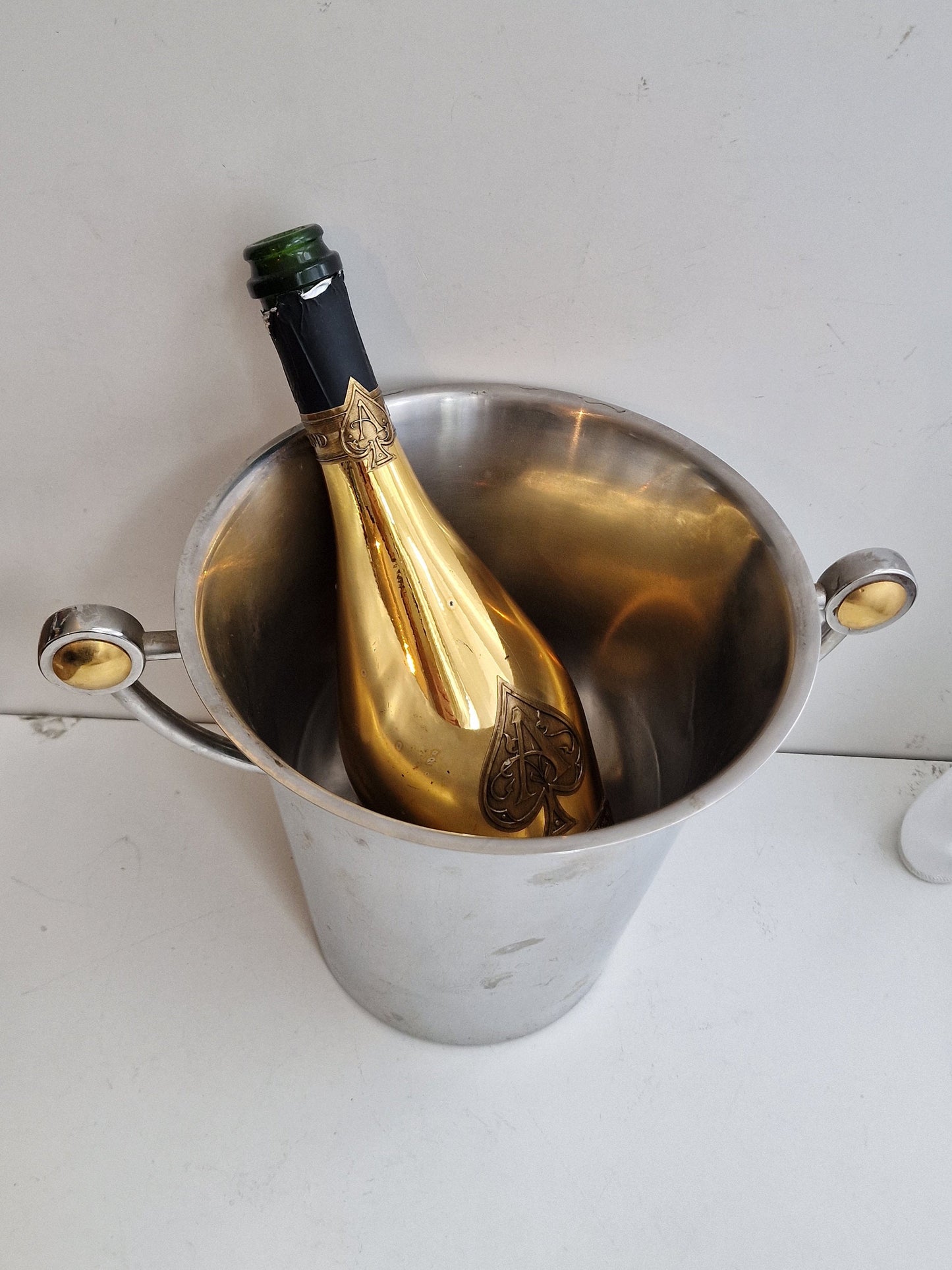WMF Chrome & Brass Champagne Cooler, French Luxe ice bucket