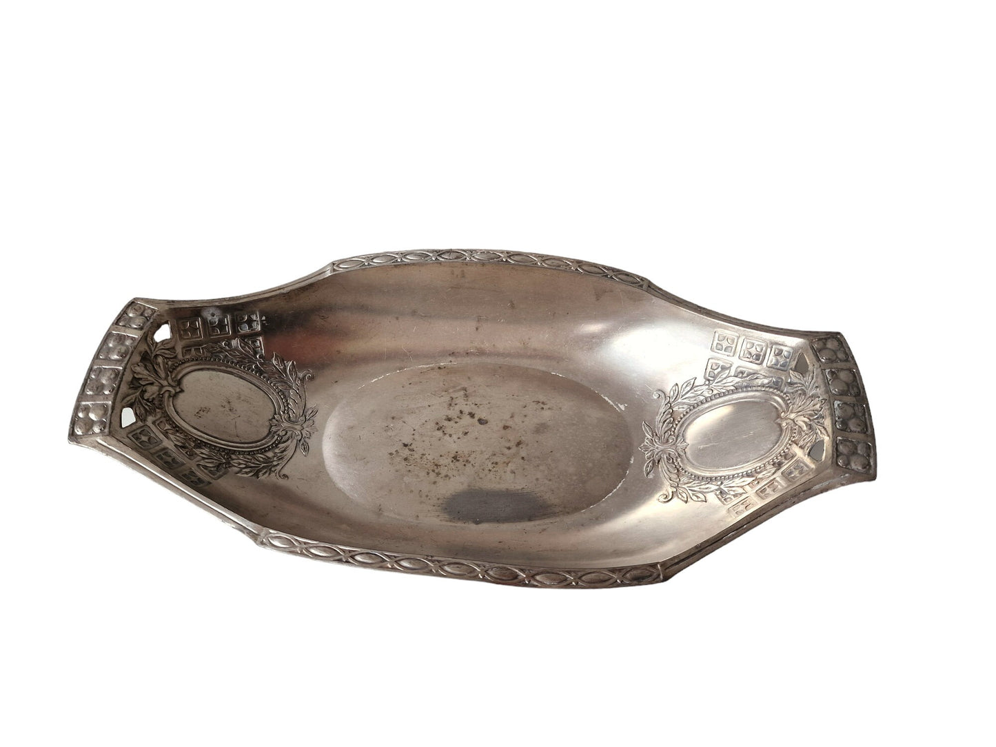 Antique Jugendstil Silvered Tray, Art Nouveau Platter, Germany 1900-1910