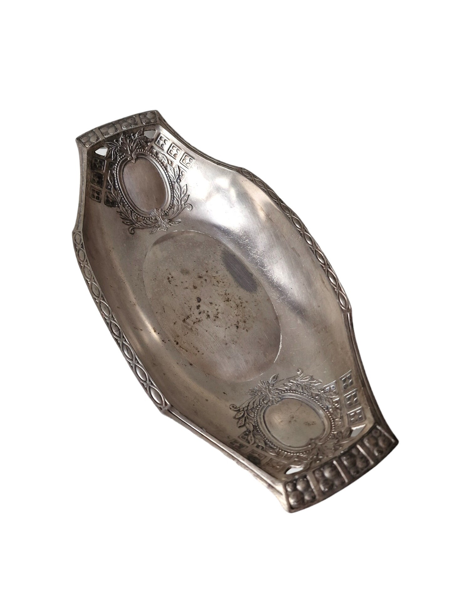 Antique Jugendstil Silvered Tray, Art Nouveau Platter, Germany 1900-1910