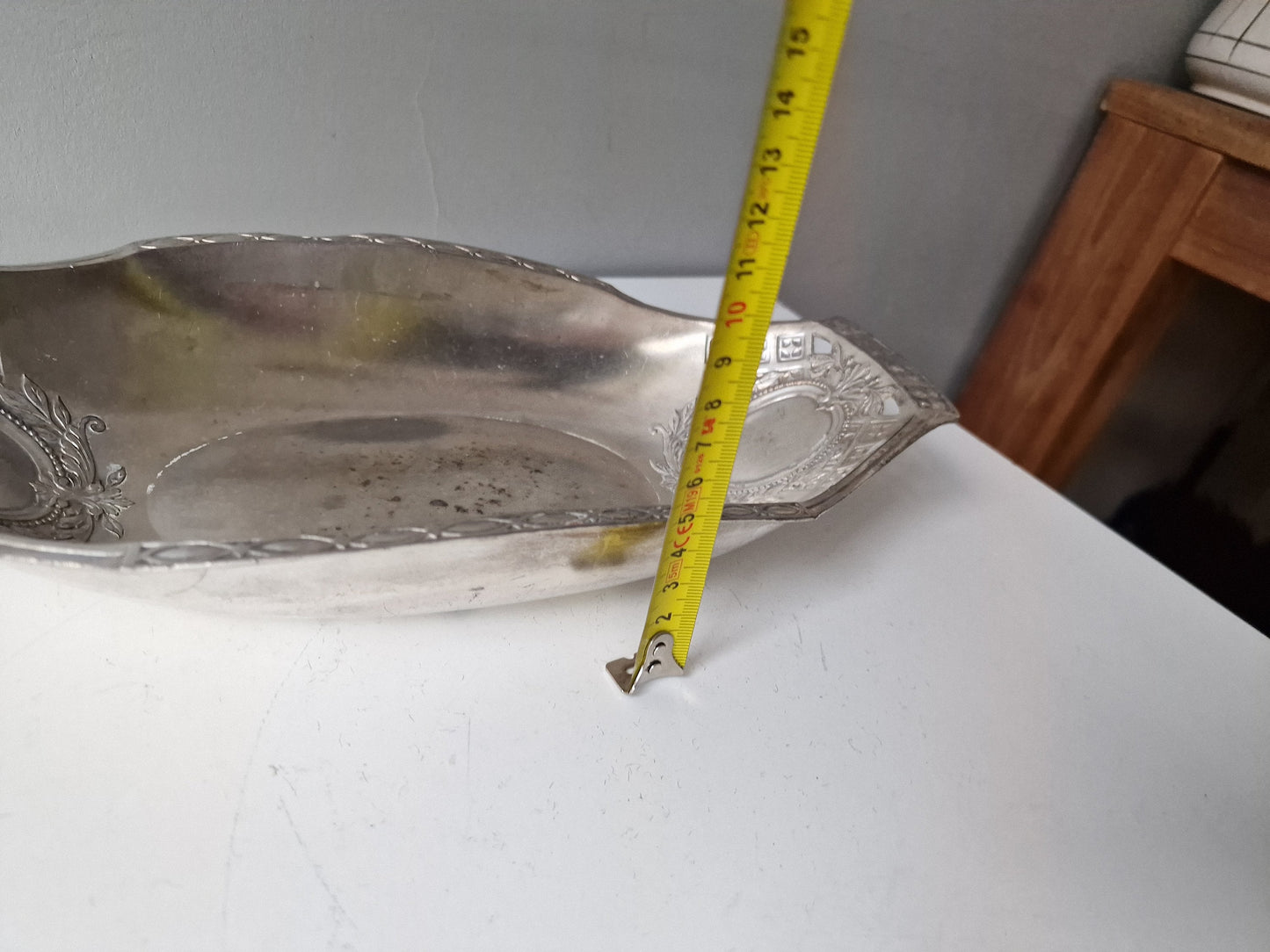 Antique Jugendstil Silvered Tray, Art Nouveau Platter, Germany 1900-1910