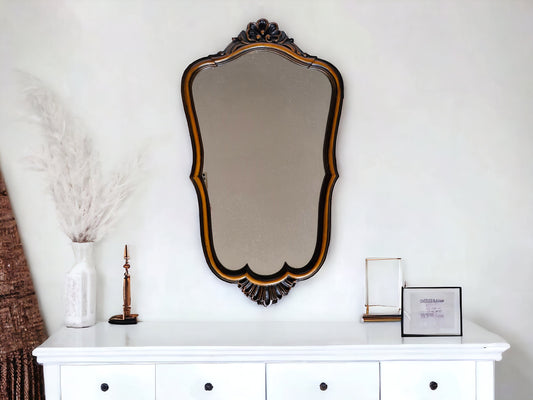 Large antique nutwood mirror, 69 cm, frysian, dutch