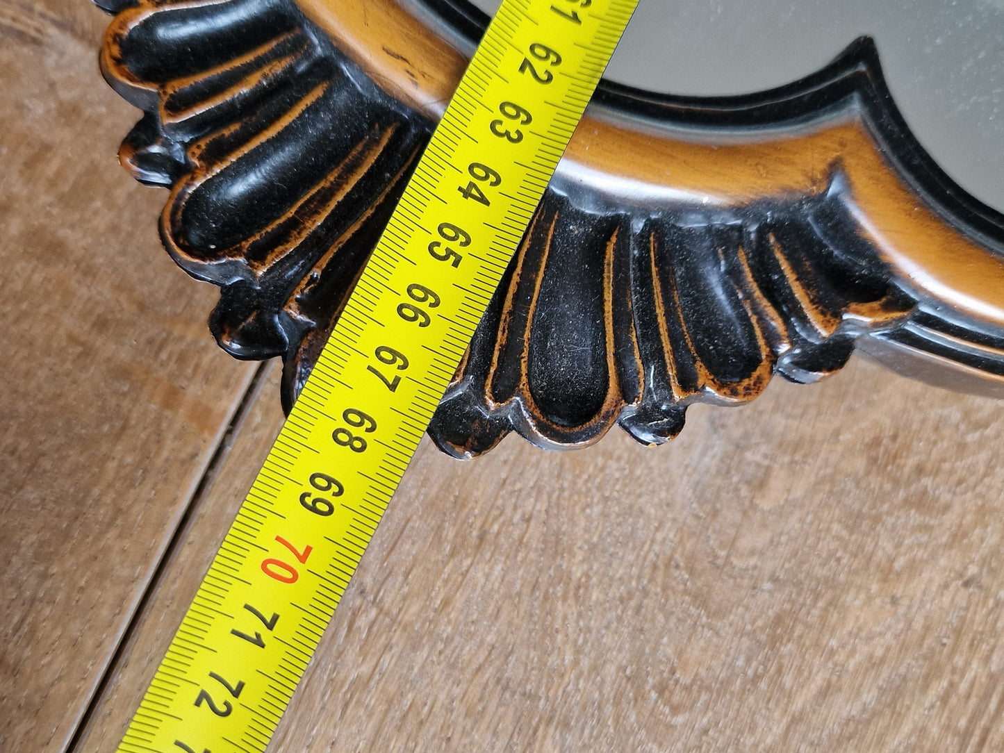 Large antique nutwood mirror, 69 cm, frysian, dutch