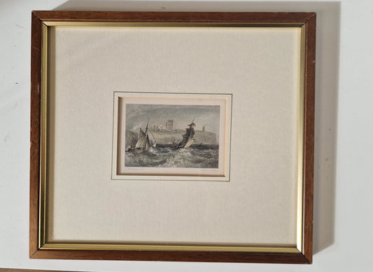 Antieke ingekleurde gravure william miller, signed, framed, j m w turner m a