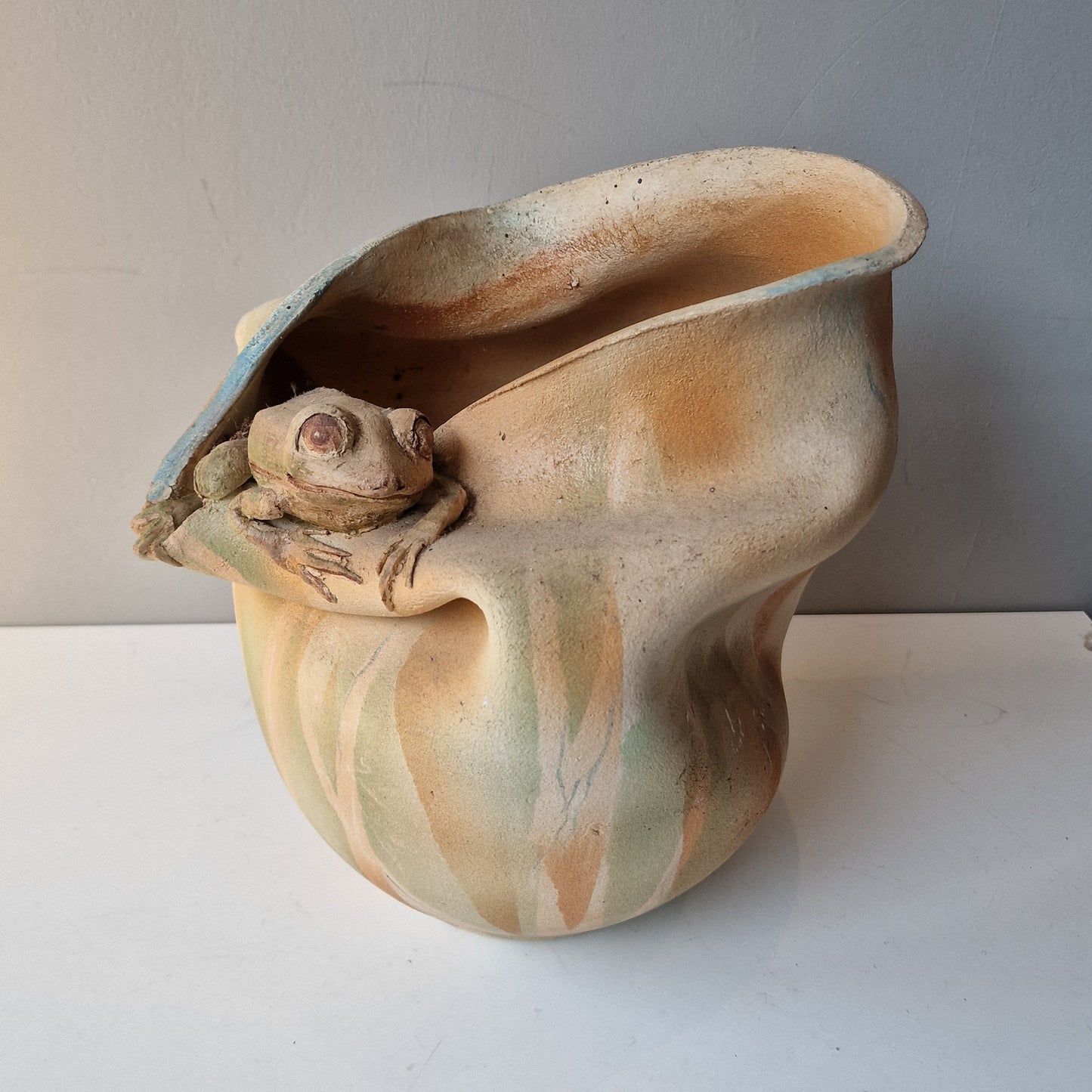 Lies van Vlijmen Raku Vase – Dutch Artist Frog Sculpture
