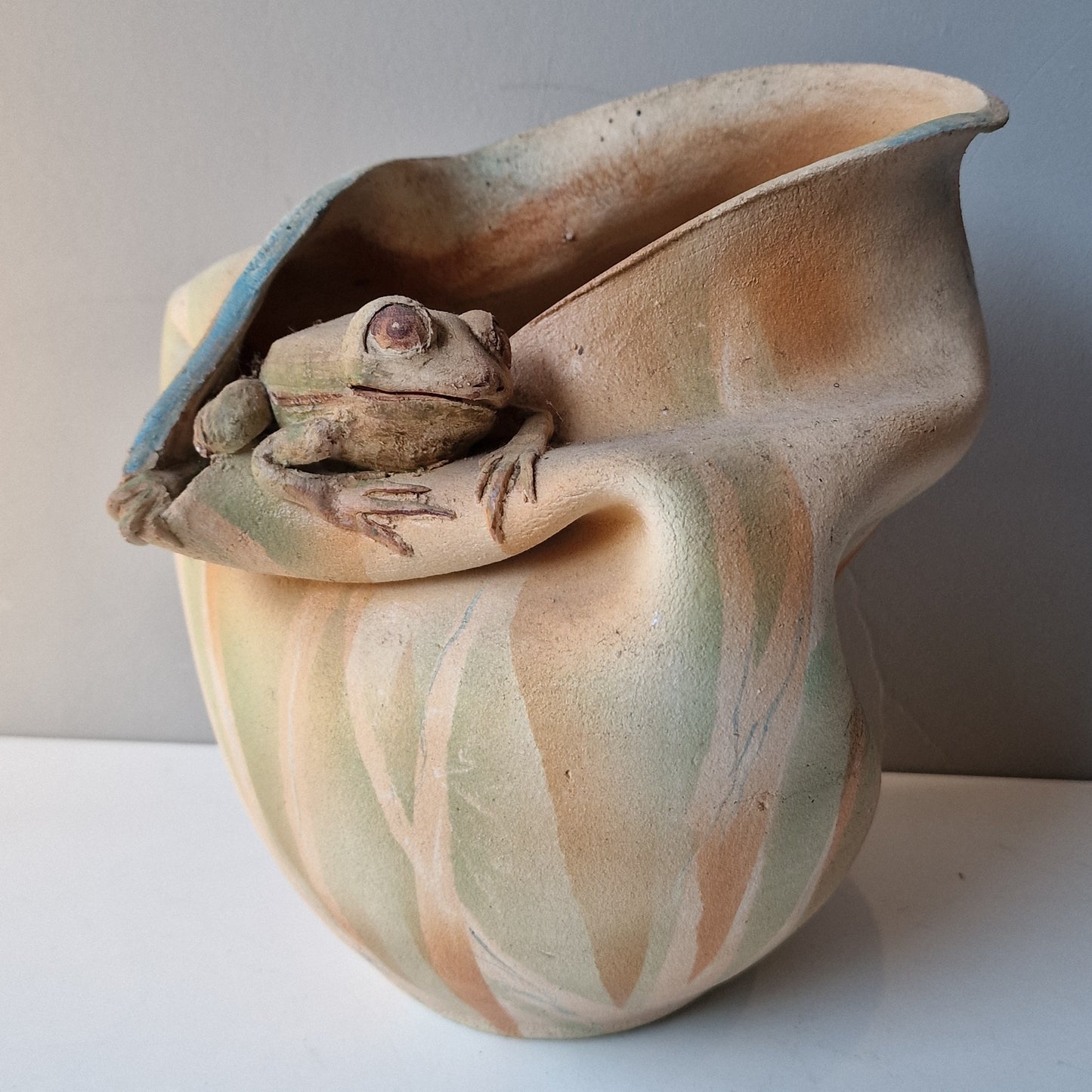 Lies van Vlijmen Raku Vase – Dutch Artist Frog Sculpture