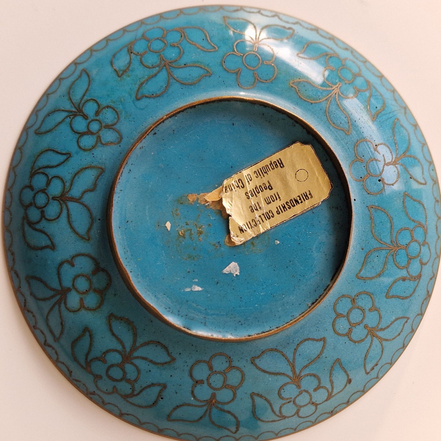 Antique Chinese Cloisonne Plate, Chrysanthemum Butterfly Design, Republic Era