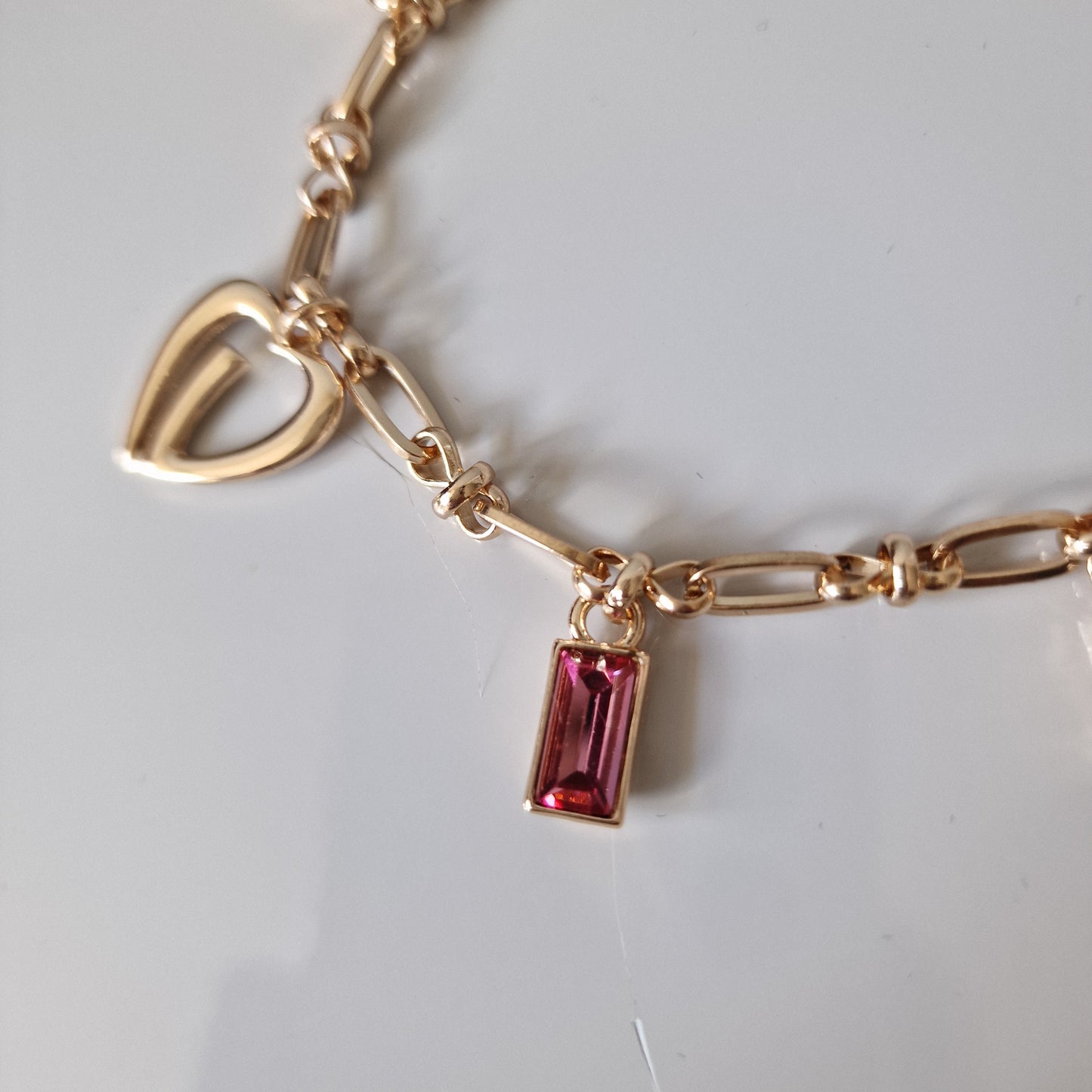 OTAZU Gold Plated Charm Bracelet, Gem Crystals, Adjustable Size