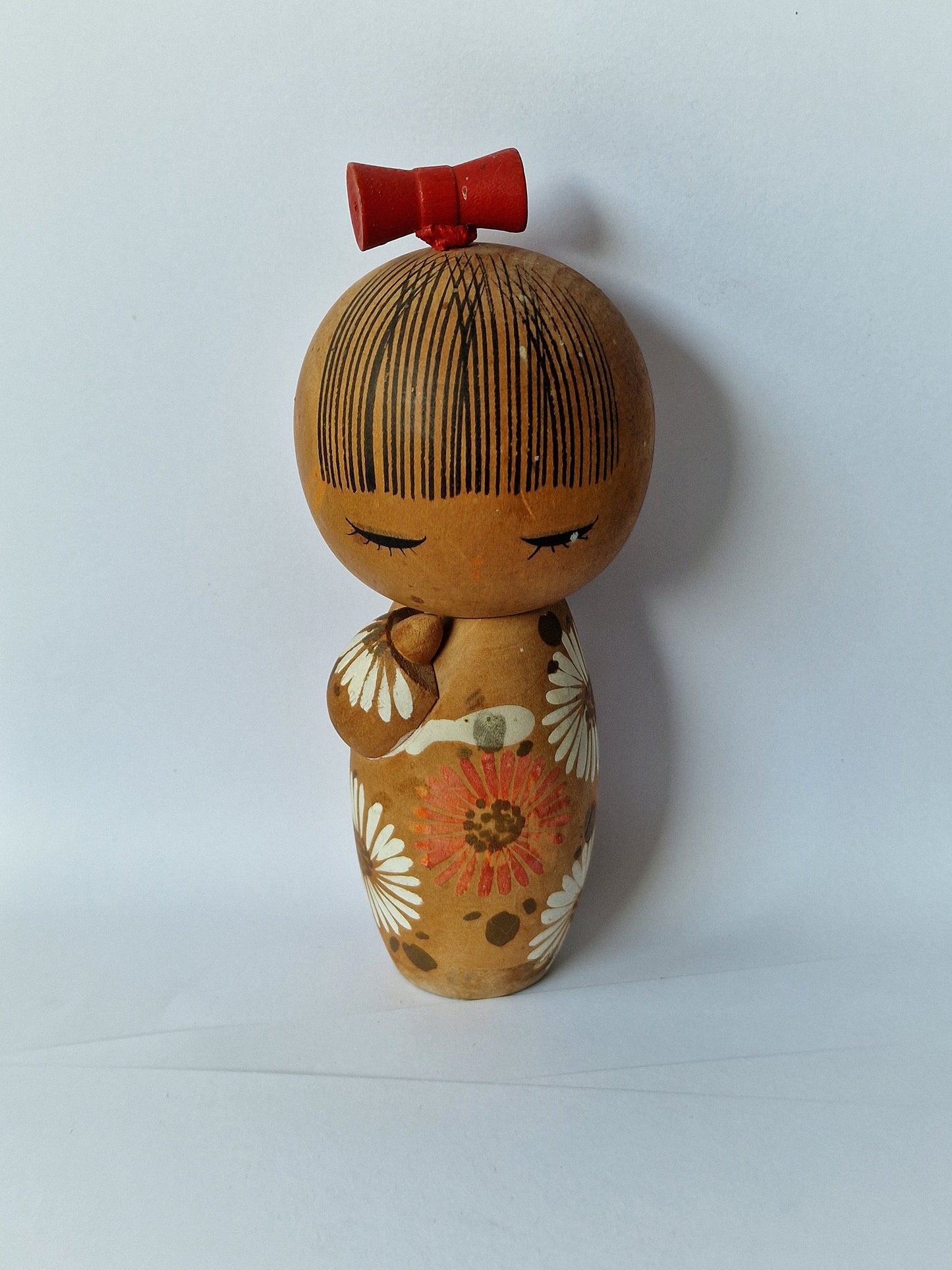 Vintage Showa Kokeshi Doll, Japanese Wood Folk Art