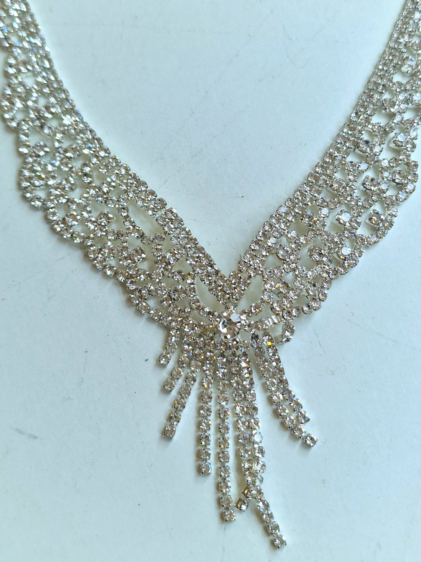 Joan Rivers Silver Rhinestone Bridal Statement Necklace