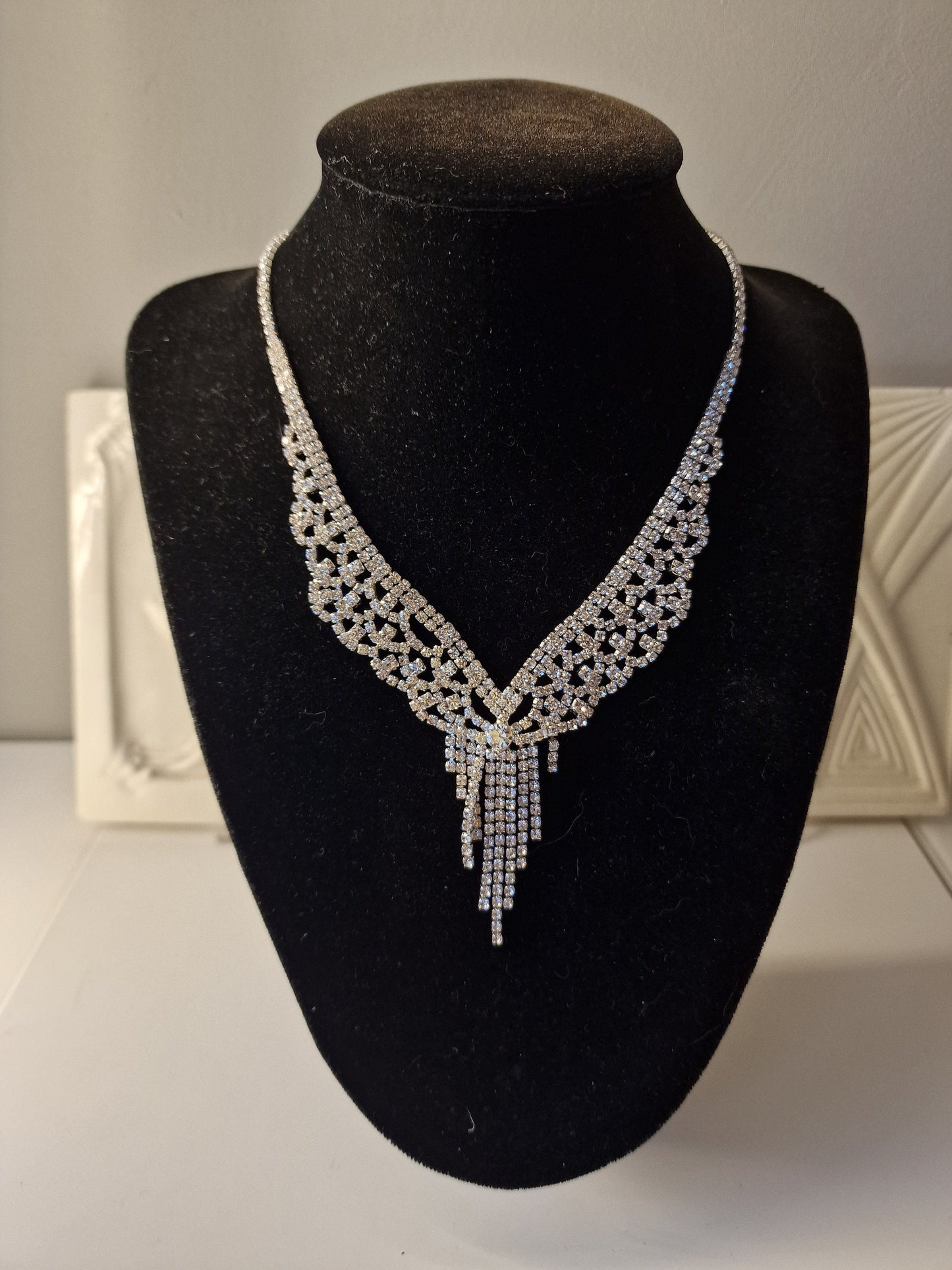 Joan Rivers Silver Rhinestone Bridal Statement Necklace