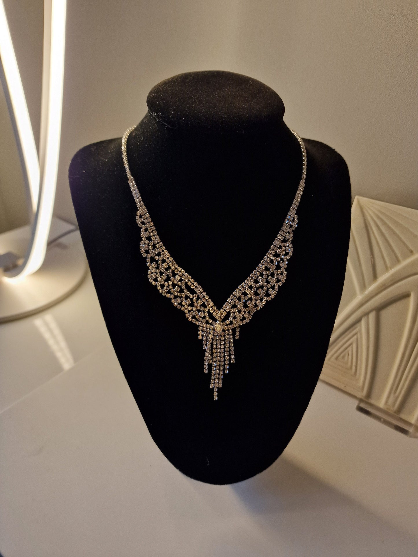 Joan Rivers Silver Rhinestone Bridal Statement Necklace