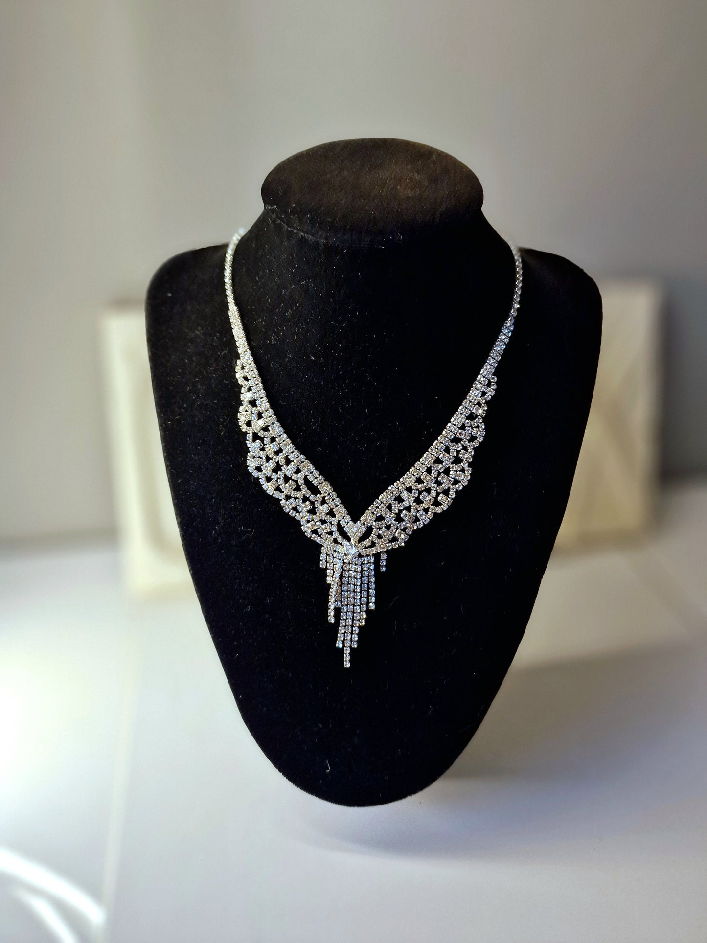 Joan Rivers Silver Rhinestone Bridal Statement Necklace
