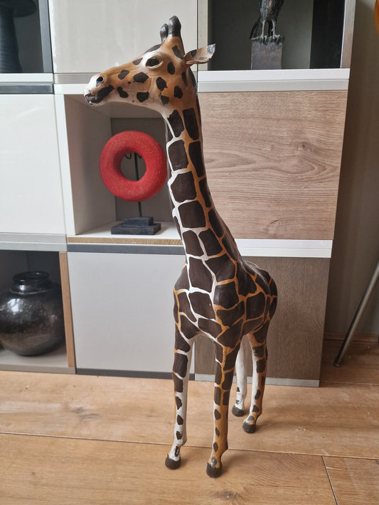 XL Vintage Leather Giraffe, 60s/70s Mid-Century Modern Collectible