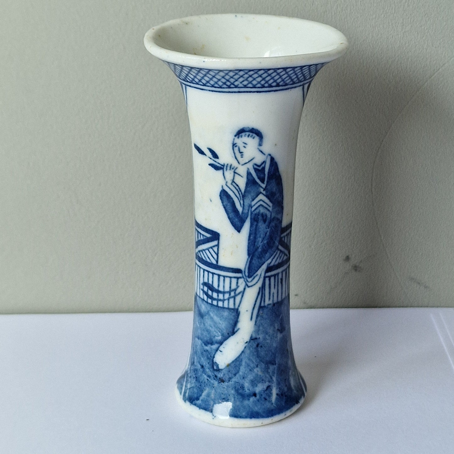 Antique Qing Dynasty Miniature Porcelain Vase, Blue Underglaze