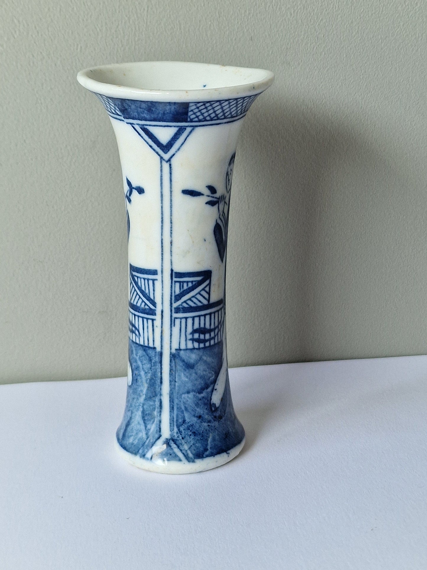 Antique Qing Dynasty Miniature Porcelain Vase, Blue Underglaze