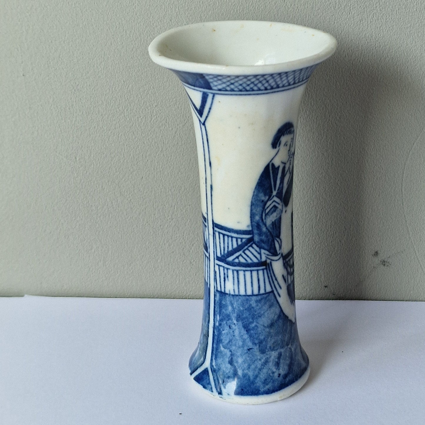 Antique Qing Dynasty Miniature Porcelain Vase, Blue Underglaze