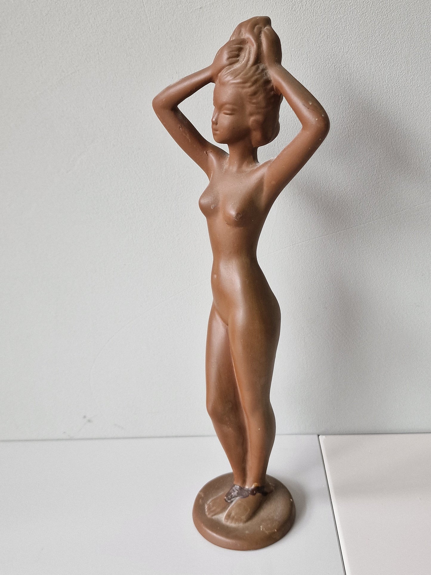 Vintage design sculpture - tretchikoff style - Brown nude typical 60s lady figure, exotic lady