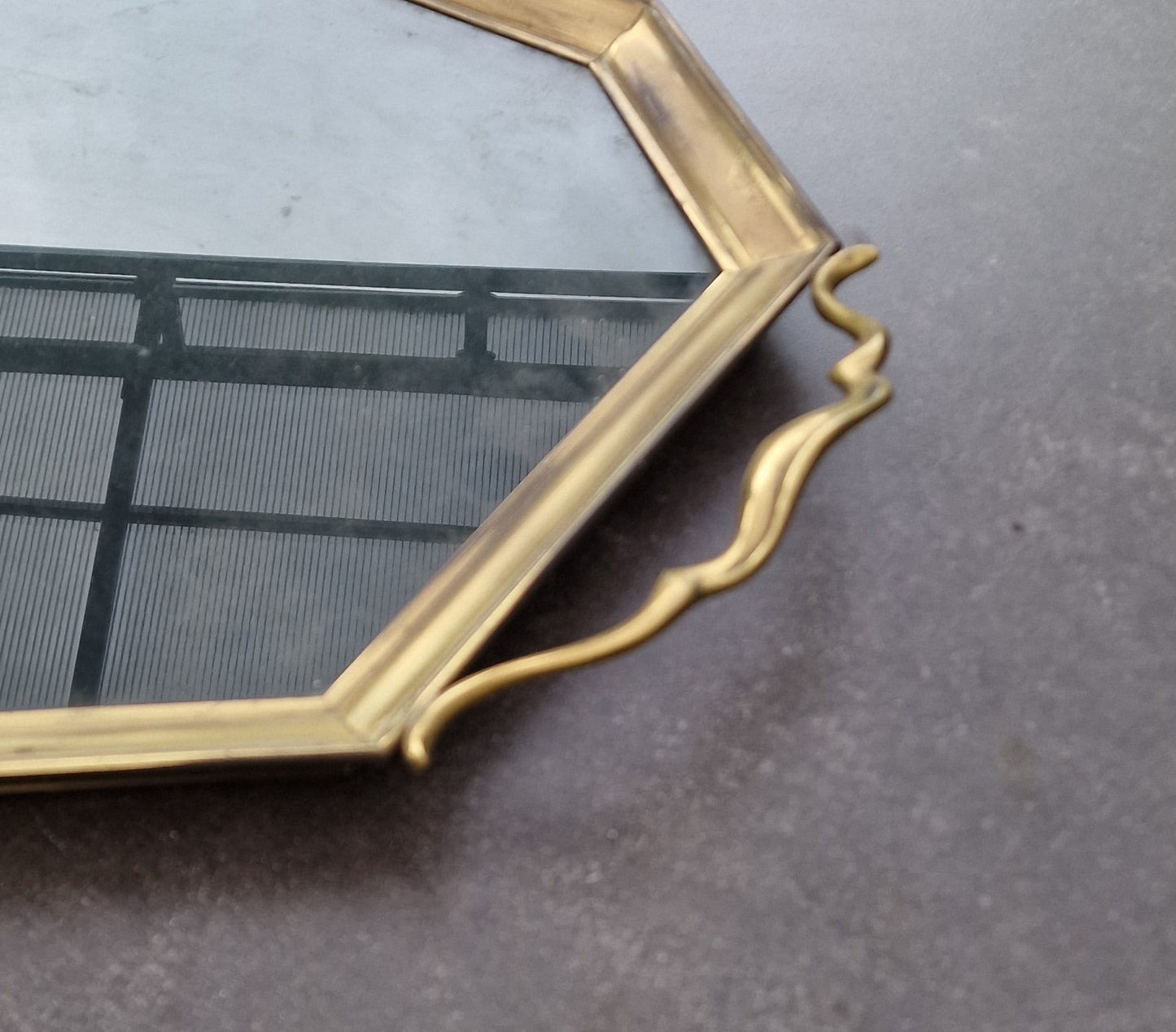Antique Italian Murano Glass Serving Tray, Art Nouveau Brass Platter (64cm)