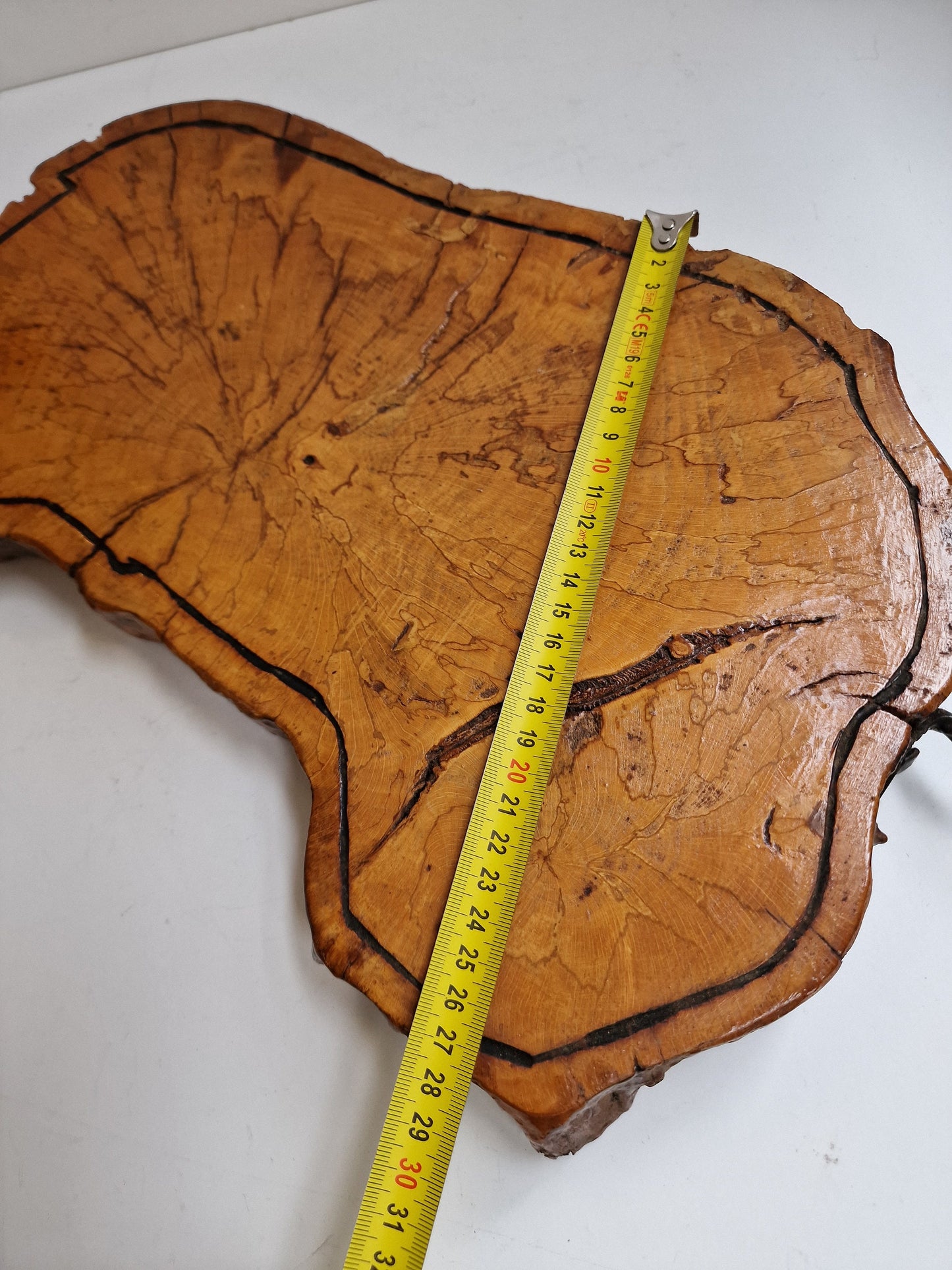 Hardwood Tree Trunk Serving Tray, Chrome Handles, Banquet Cheese Board