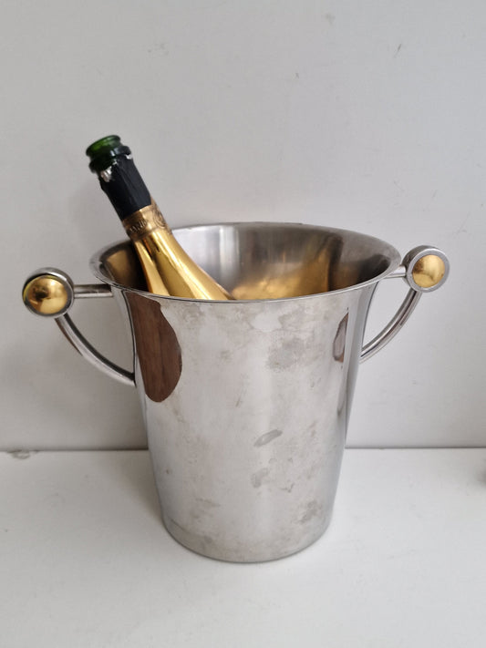 WMF Chrome & Brass Champagne Cooler, French Luxe ice bucket