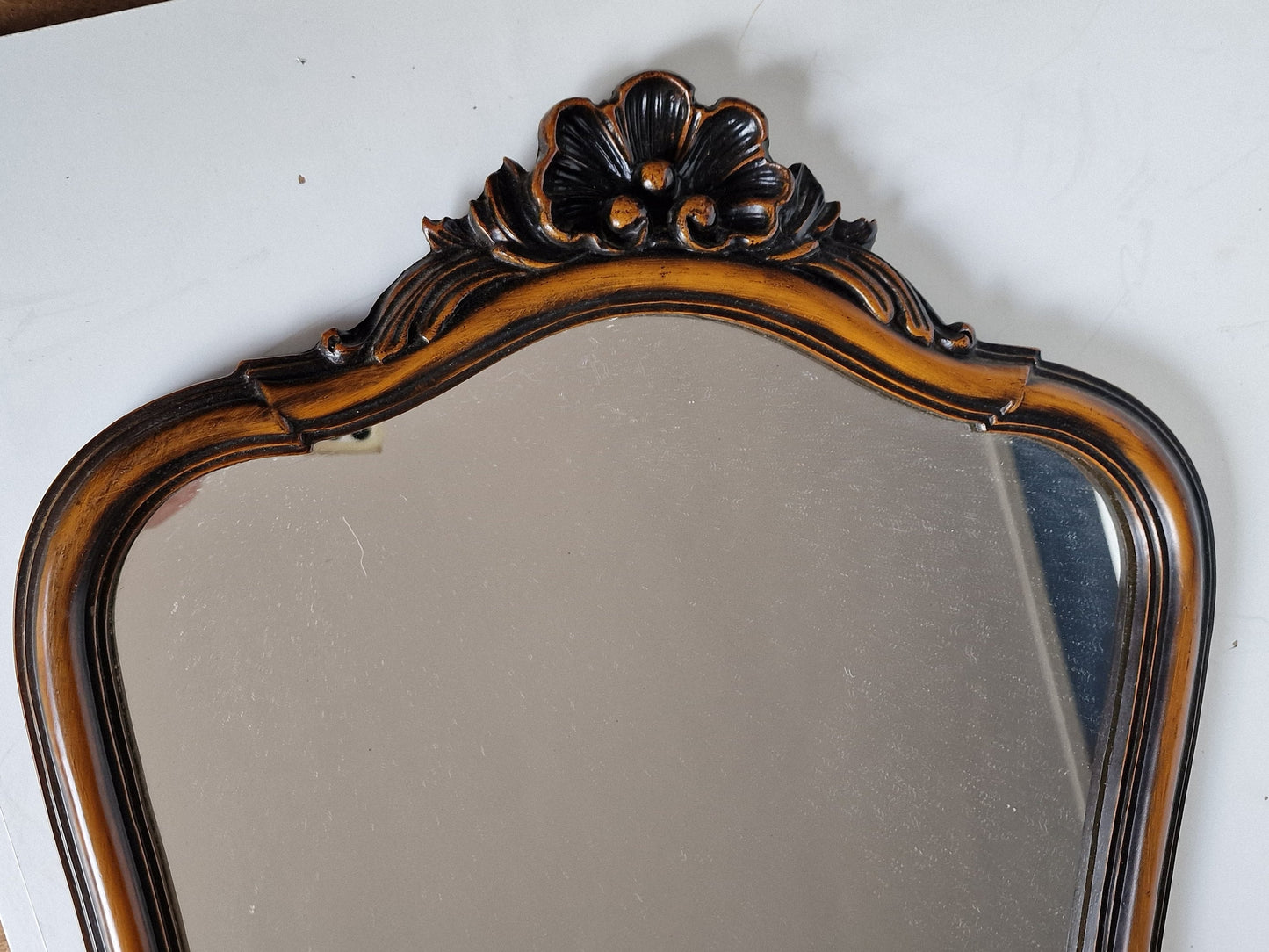 Large antique nutwood mirror, 69 cm, frysian, dutch