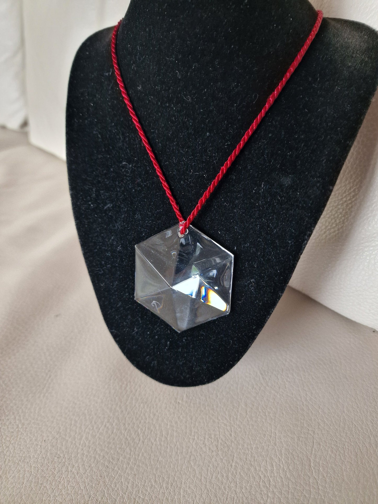 Vintage Baccarat Crystal Pendant Necklace, Signed Designer Ornament