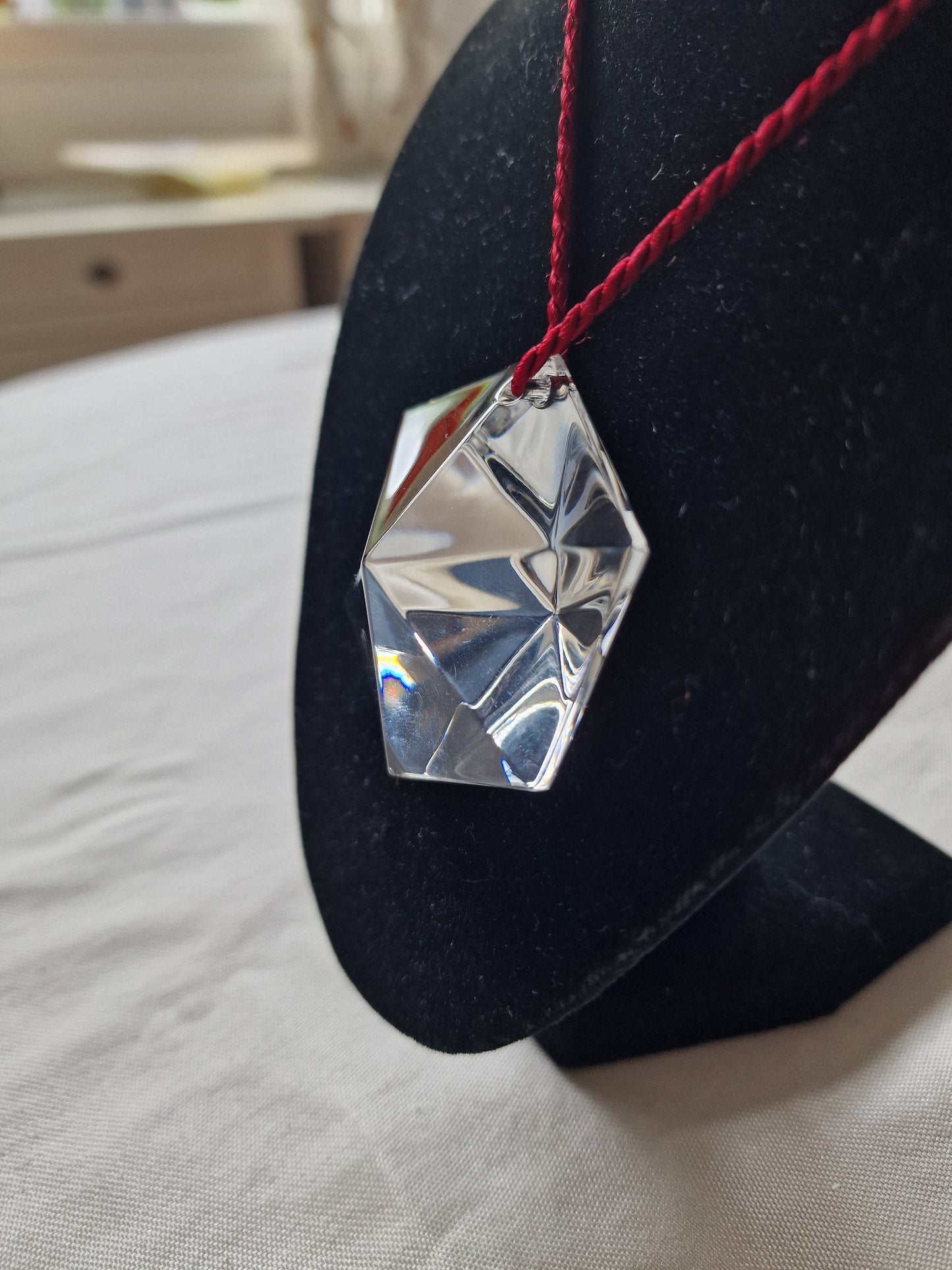 Vintage Baccarat Crystal Pendant Necklace, Signed Designer Ornament