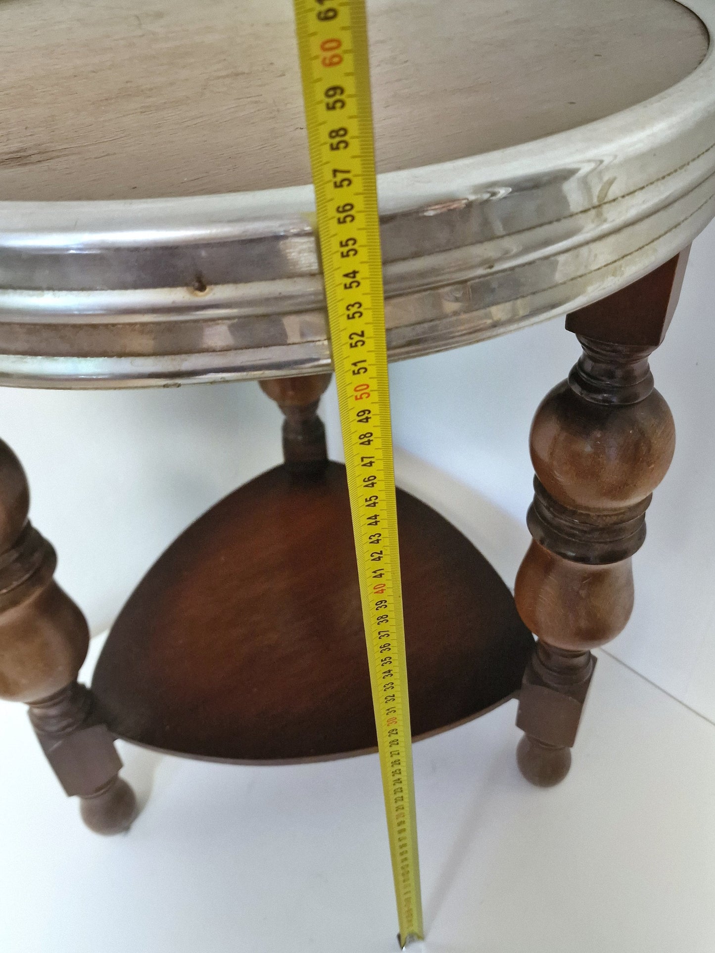 Art Deco Oak Side Table, Chrome Accent, Amsterdam School Design