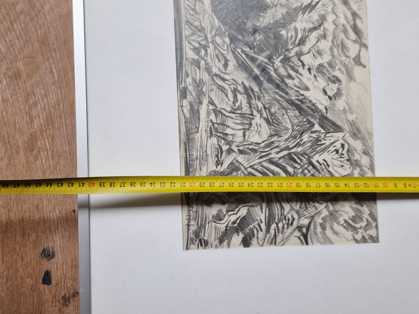 Charles Eyck Pencil Drawing, Mountainview on Locarno, Swiss Art