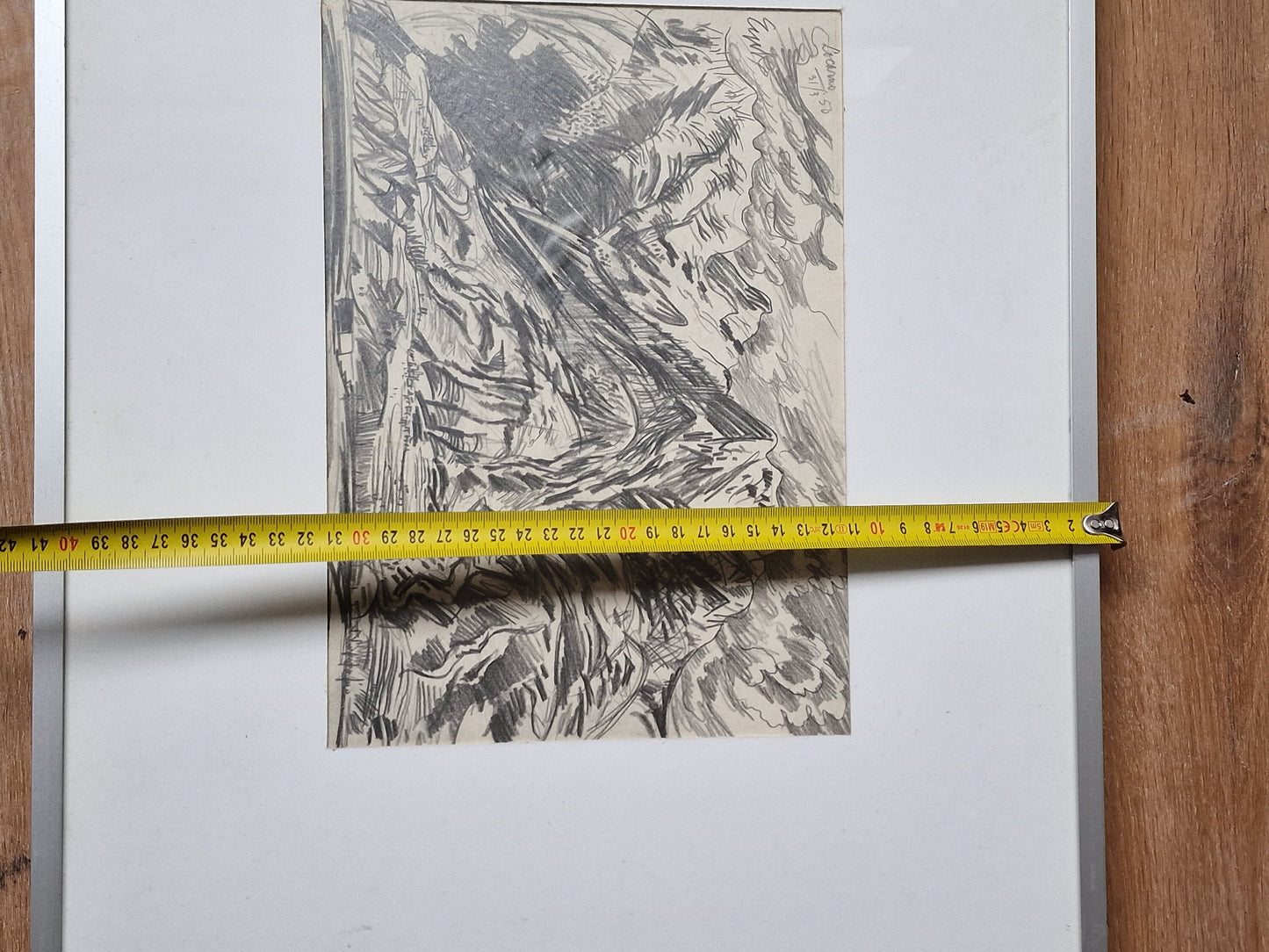 Charles Eyck Pencil Drawing, Mountainview on Locarno, Swiss Art