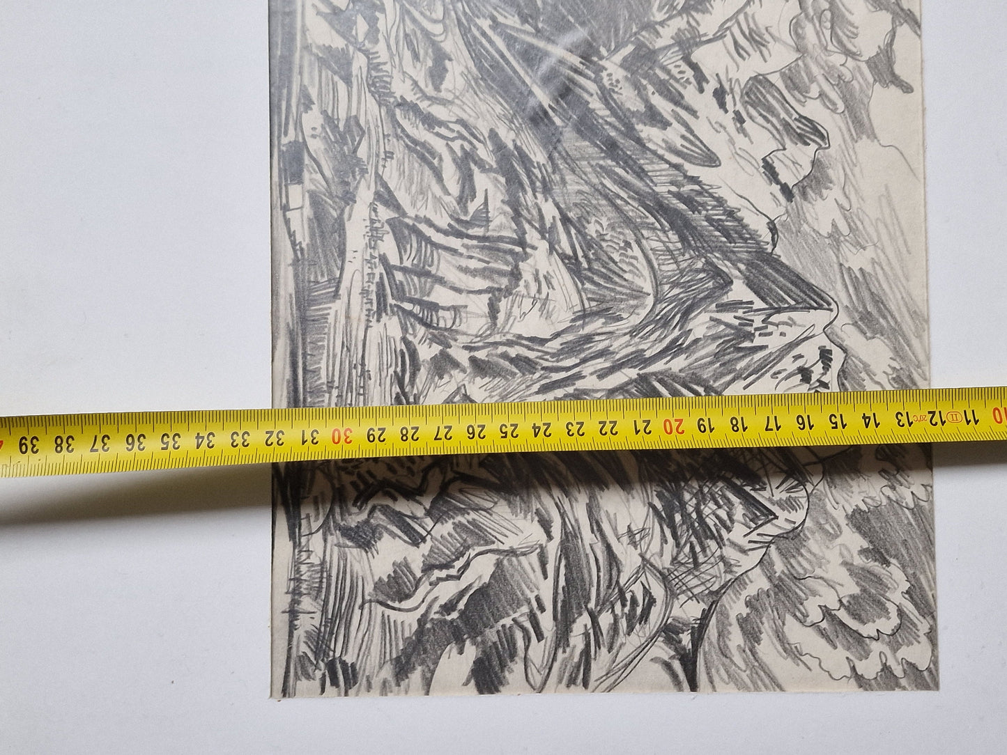Charles Eyck Pencil Drawing, Mountainview on Locarno, Swiss Art