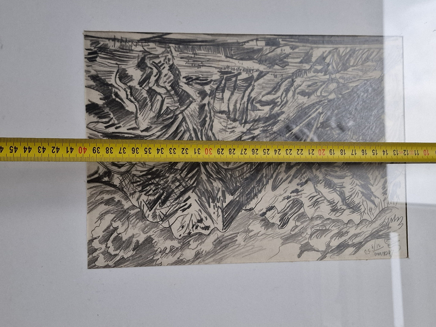 Charles Eyck Pencil Drawing, Mountainview on Locarno, Swiss Art