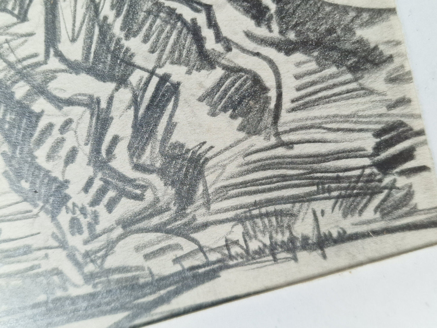 Charles Eyck Pencil Drawing, Mountainview on Locarno, Swiss Art