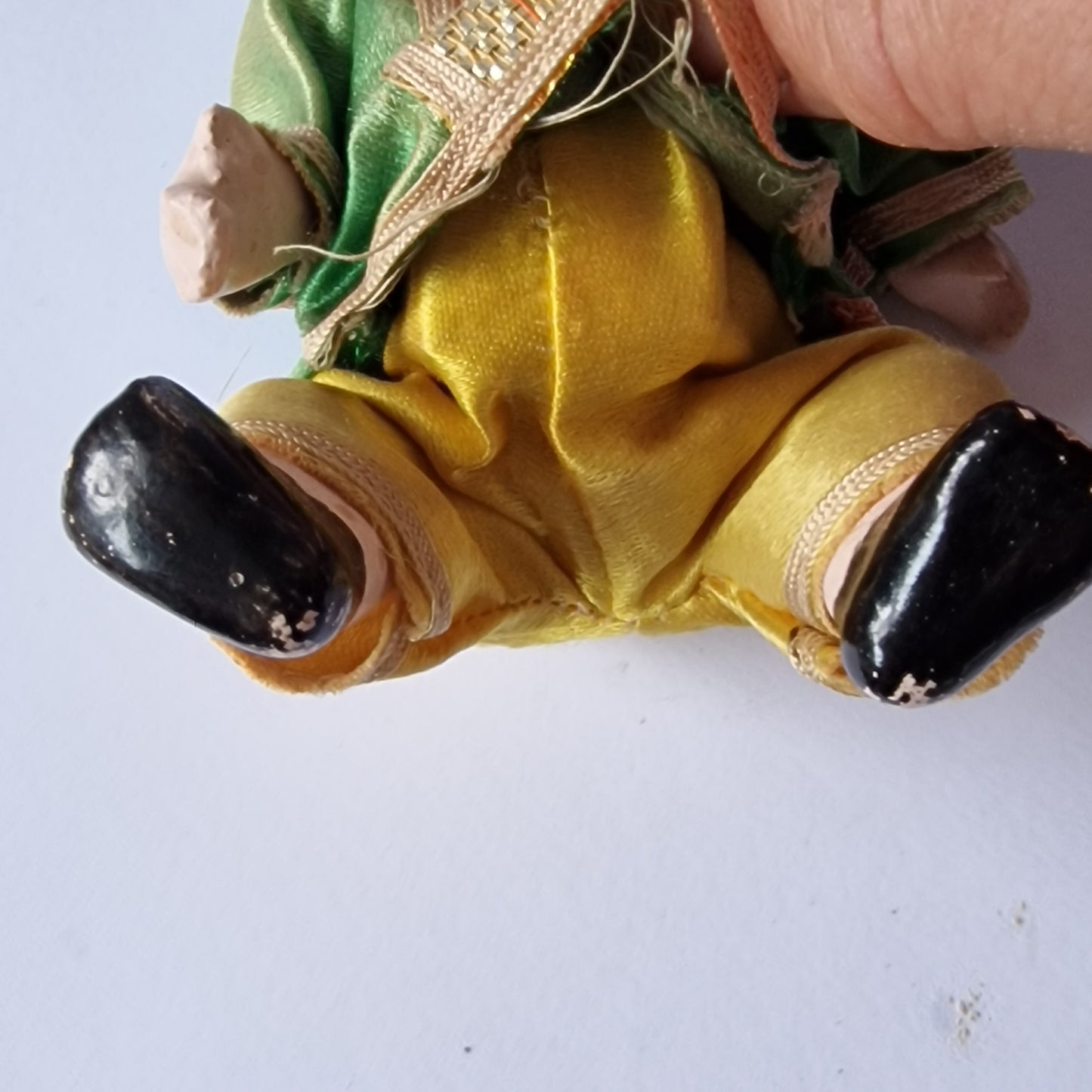 Japanese boy doll, glass eyes, Bisque porcelain, squeeze belly, midcentury figure collector display collectable.