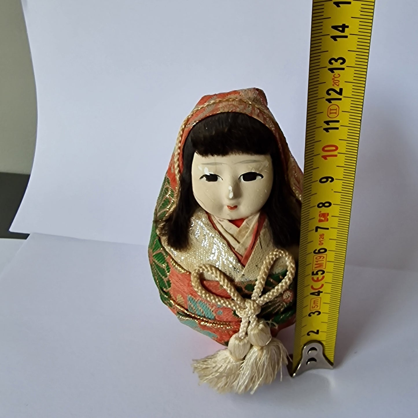 Midcentury Japanese Kokeshi Doll, Silk Kimono, Wedding Gift