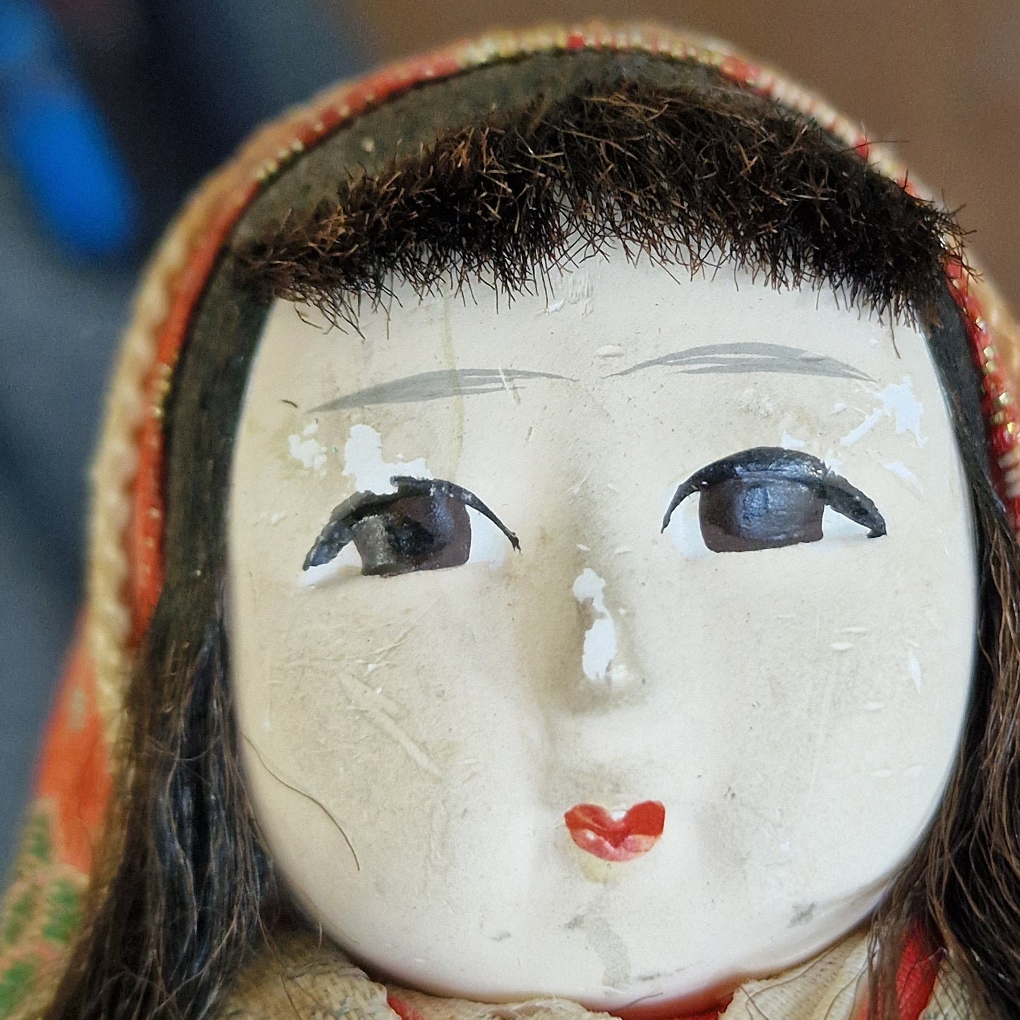 Midcentury Japanese Kokeshi Doll, Silk Kimono, Wedding Gift