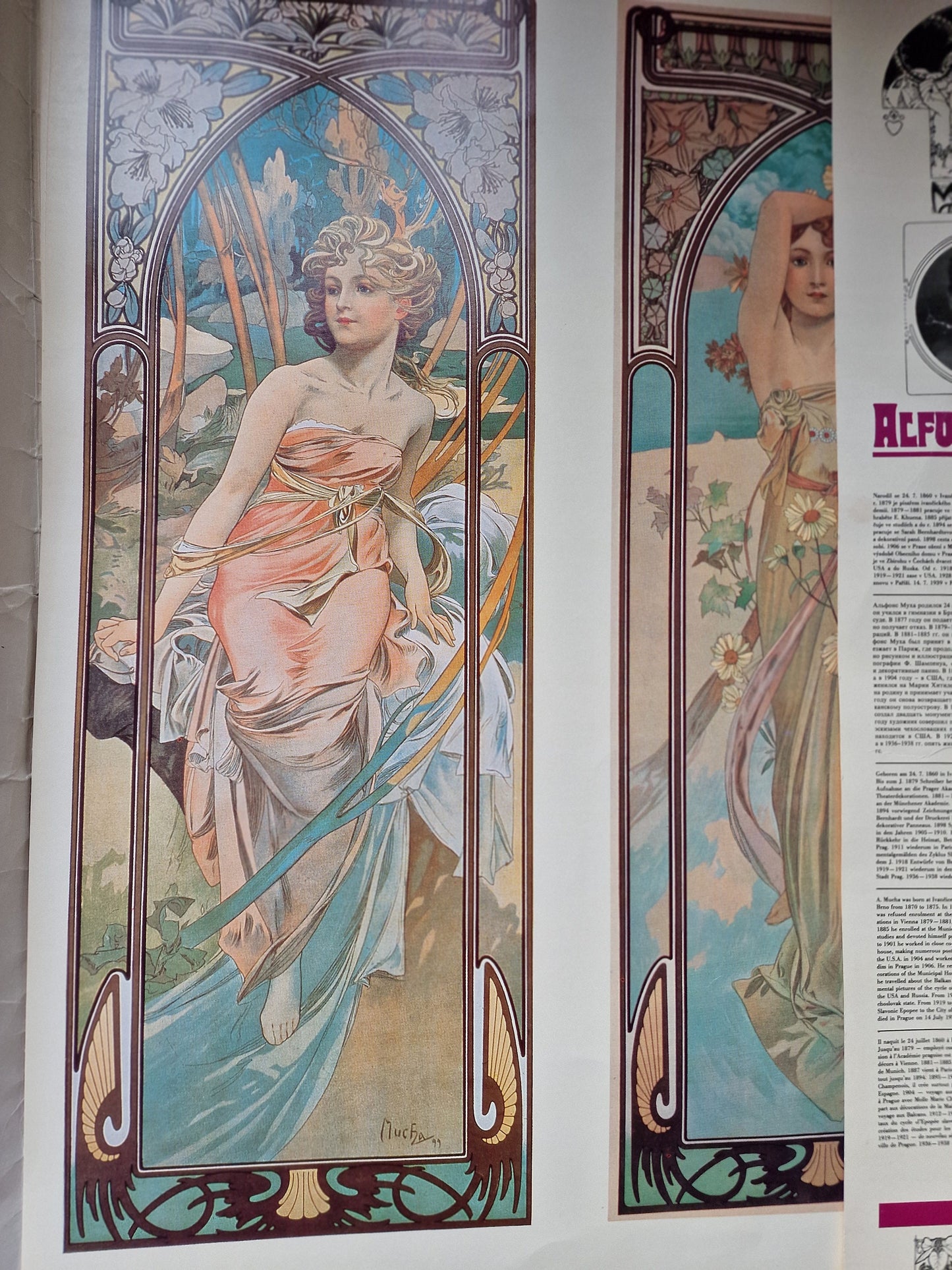 Vintage Mucha Art Nouveau Lithographs, Prague 1970s, Set of 10