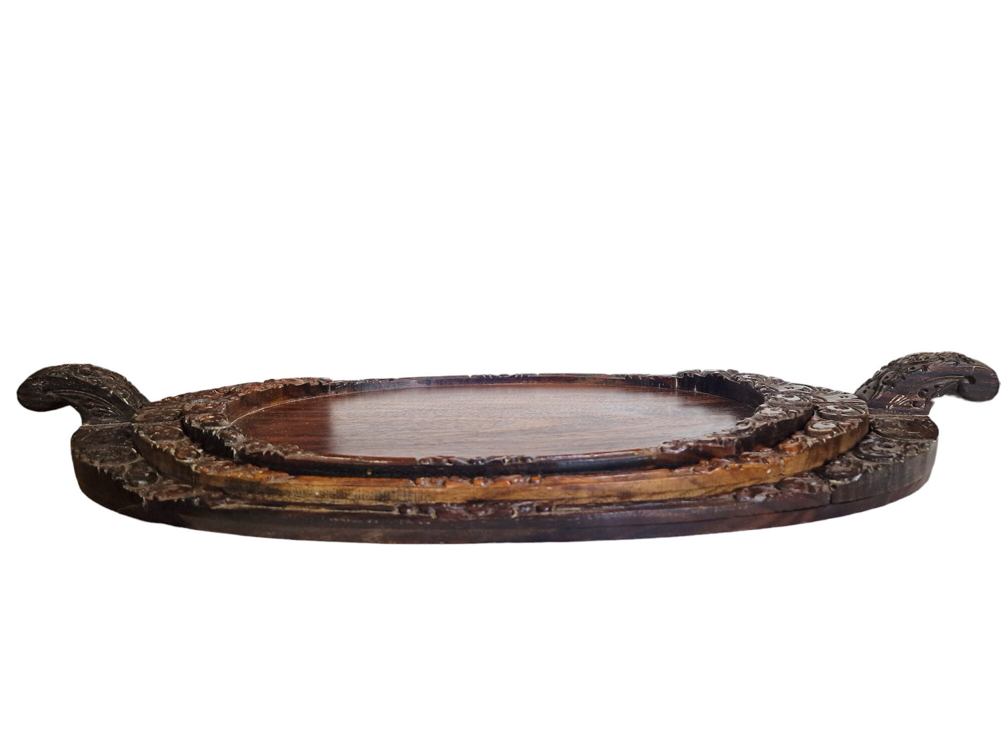 Handmade Art Nouveau Wood Tray Set, Dutch Antique, 1920s